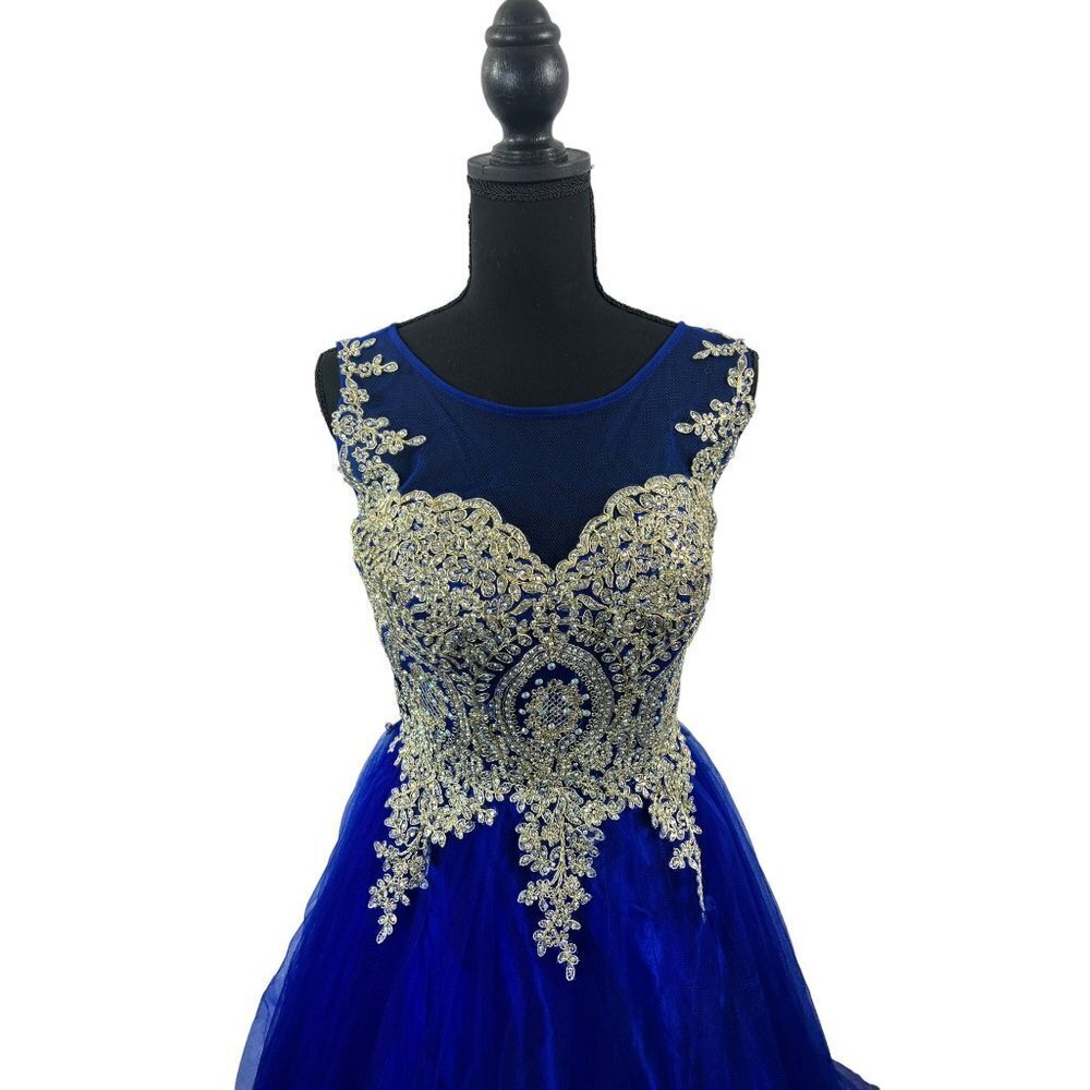 Let's Royal Blue & Gold Long Dress - Picture 4 of 12